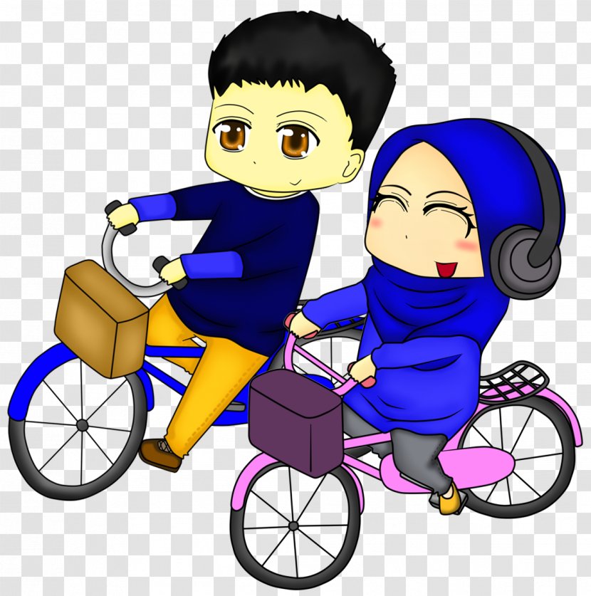 Bicycle Cartoon Doodle Clip Art - Flower - Couple Islam Transparent PNG