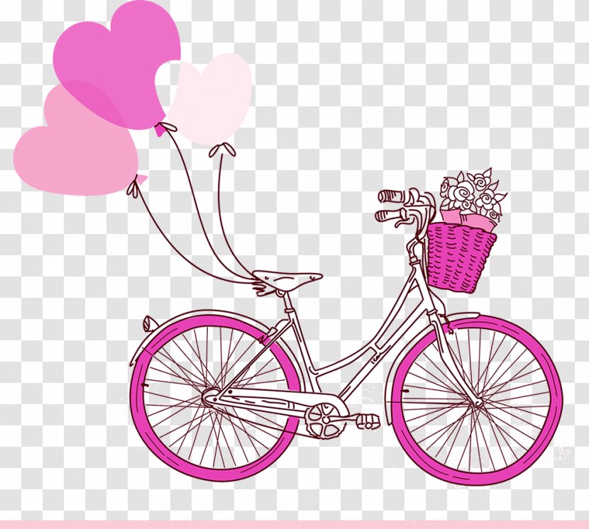 Bicycle Clip Art Image Design Graphics - Flower - Pink Transparent PNG
