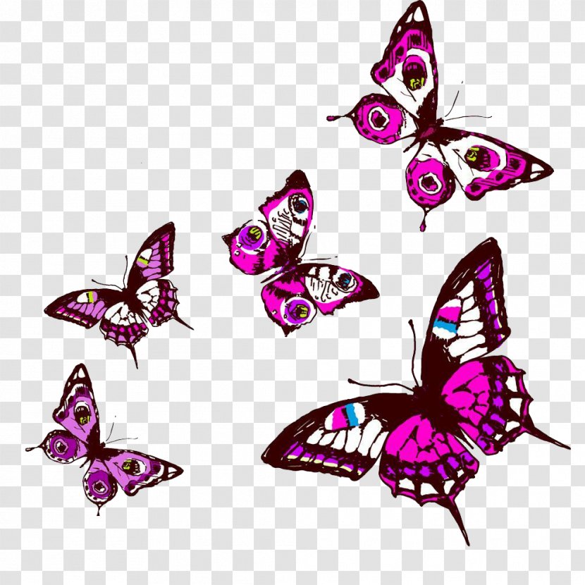 Butterfly Adobe Illustrator Clip Art - Moths And Butterflies - Romantic Purple Pattern Transparent PNG