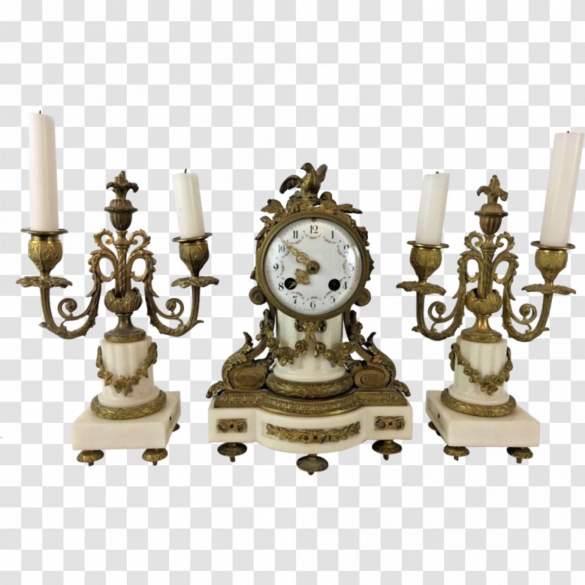 French Empire Mantel Clock Candelabra Ormolu Transparent PNG