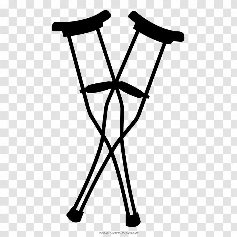 Crutch Coloring Book Drawing Walker - Black And White Transparent PNG