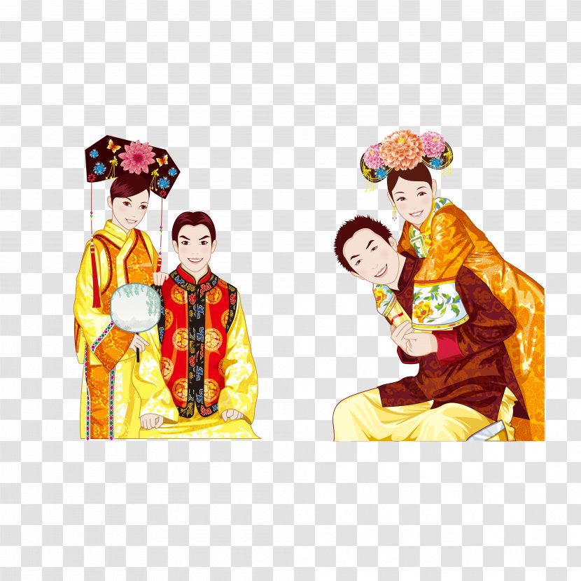 Chinese Marriage Wedding Cartoon - Costume Transparent PNG