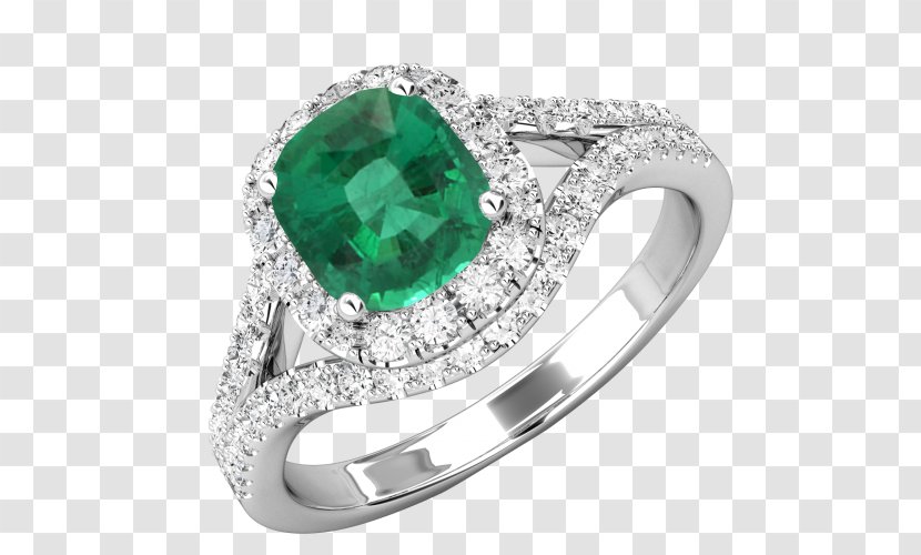 Emerald Diamond Ring Gemstone Gold - Wedding Ceremony Supply Transparent PNG