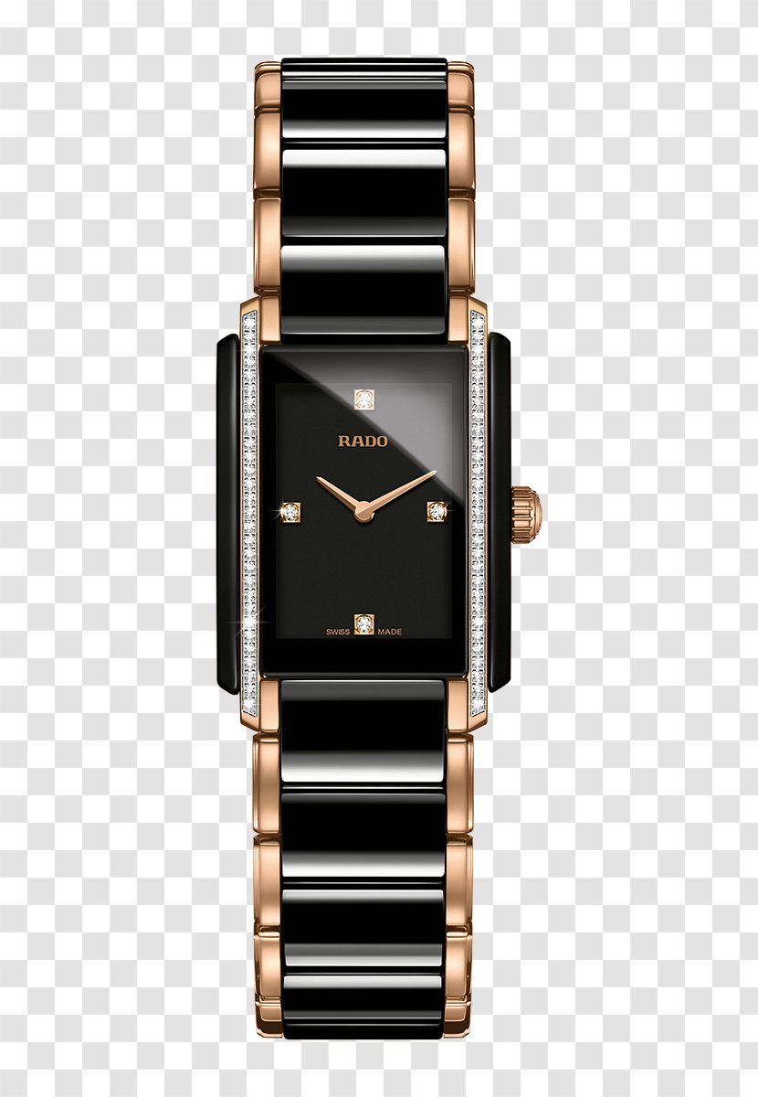 Rado Watch Diamond Swiss Made Gold - Bracelet - Radar Black Watches Female Form Transparent PNG