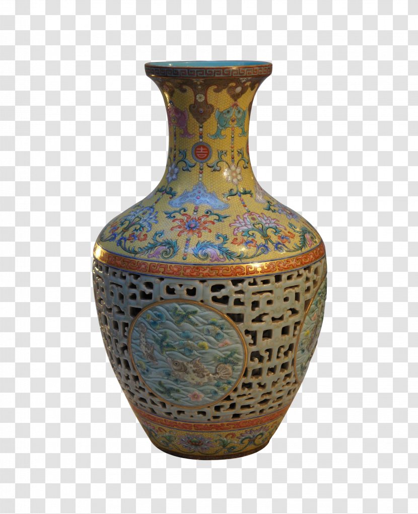 Qing Dynasty Qianlong U8f49u5fc3u74f6 Falangcai Porcelain - Guan Ware - Vase Transparent PNG