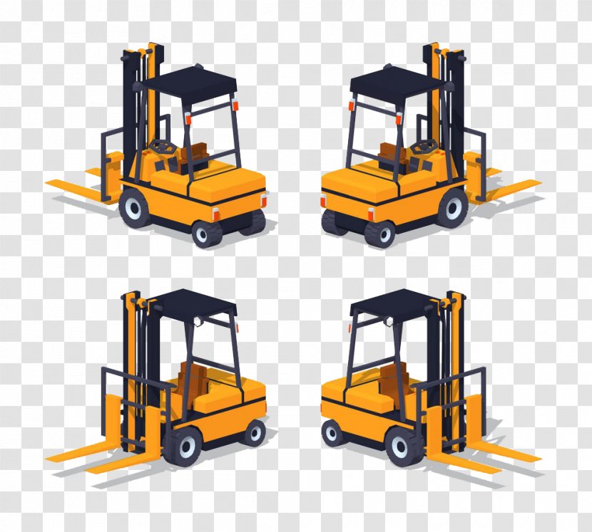 Forklift Transport Warehouse Illustration - Heavy Equipment - Hand-drawn Cartoon Truck Transparent PNG
