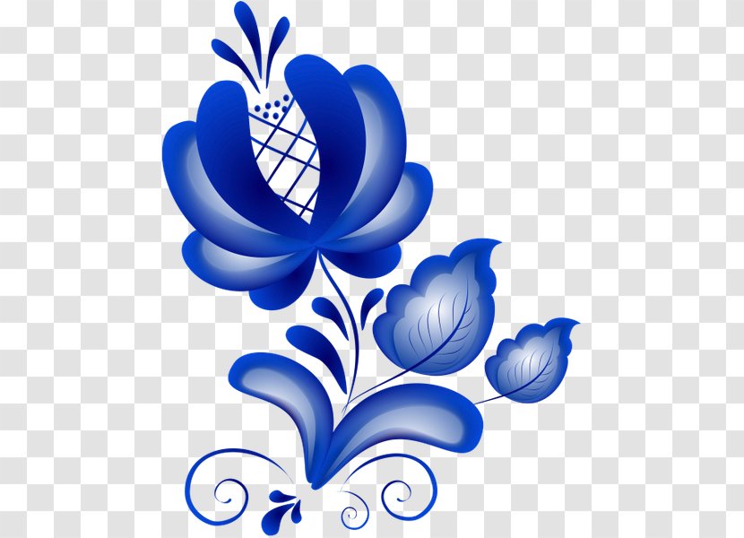 Russia Folk Art Ornament Gzhel - Flowering Plant Transparent PNG