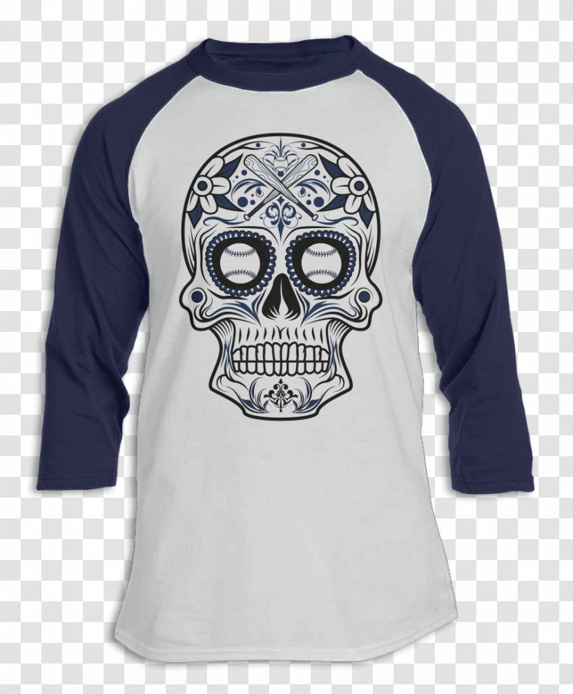 Long-sleeved T-shirt Hoodie Printed - Raglan Sleeve - Sugar Skull Transparent PNG
