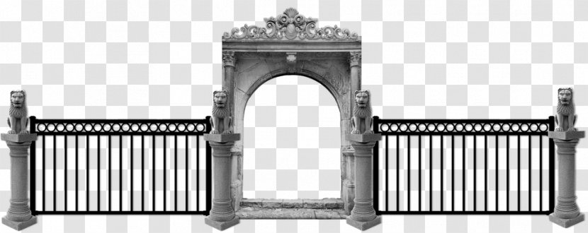 Download Clip Art - Black And White - Arches Fence Transparent PNG