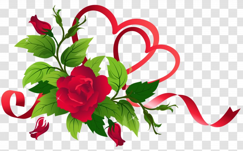 Ribbon Valentine's Day Clip Art - Garden Roses Transparent PNG