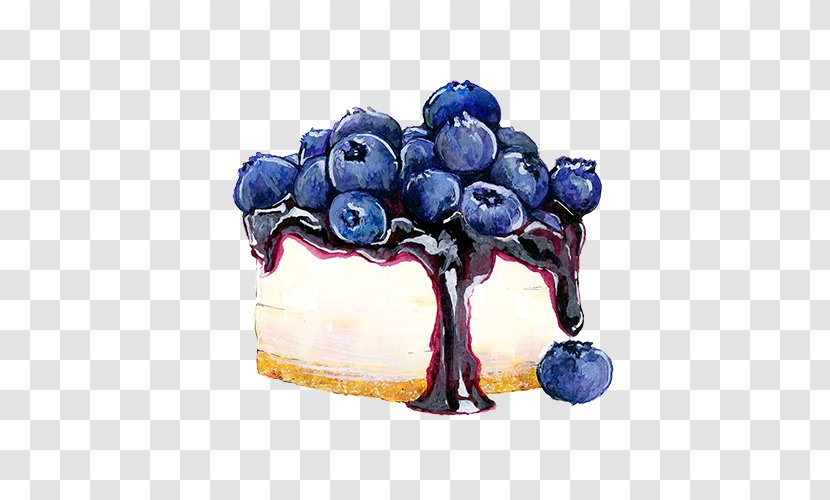 Tea Cupcake Cheesecake Blueberry - Watercolor Painting - Cake Transparent PNG