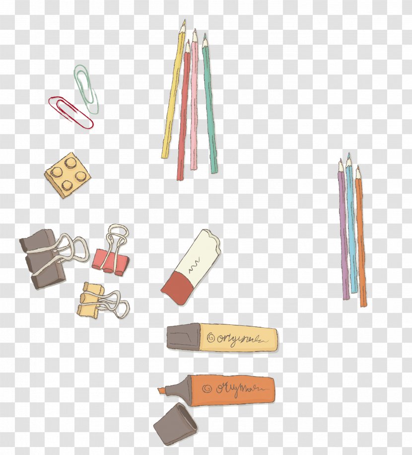 Cartoon Learning - Designer - Hand Painted School Supplies Transparent PNG