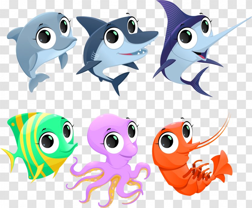 Cartoon Fish Illustration - Humour - Vector Cute Marine Animals Transparent PNG