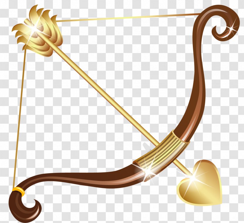 Cupid Heart Clip Art - Vector Hand-drawn Arrows Golden Bow Transparent PNG