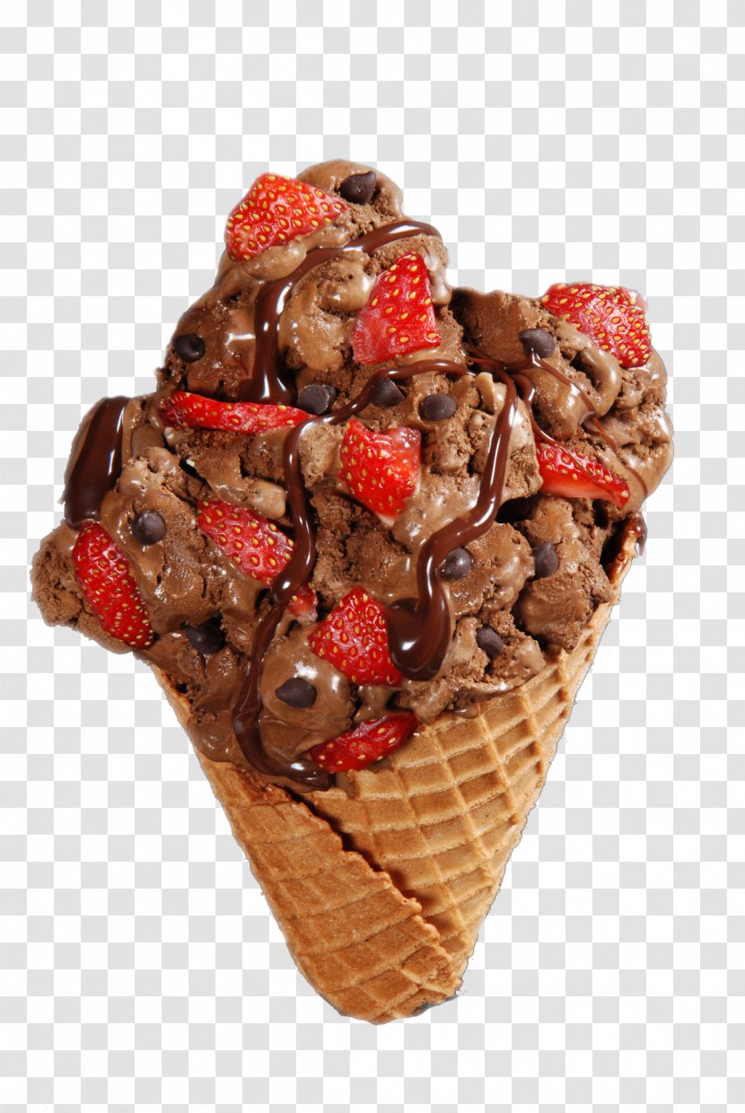 Chocolate Ice Cream Cones Sundae Waffle Transparent PNG