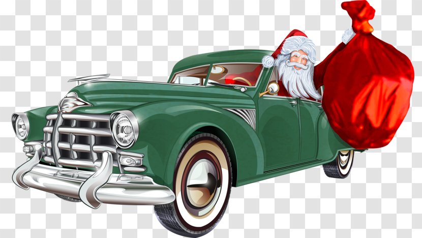 Classic Car Santa Claus Vector Motors Corporation - Vintage Transparent PNG