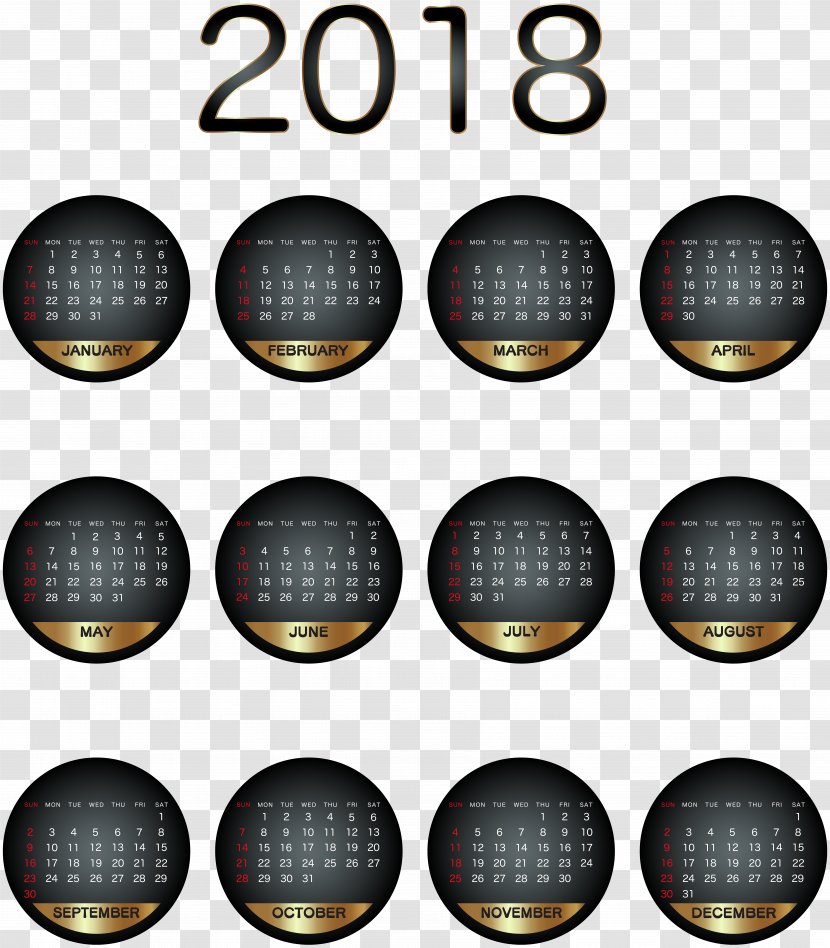 Calendar Clip Art - Scalable Vector Graphics - 2018 Black Transparent Image Transparent PNG