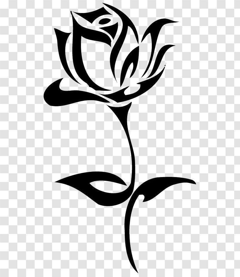 Tattoo Black Rose Drawing Clip Art - Hand Drawn Flowers Transparent PNG