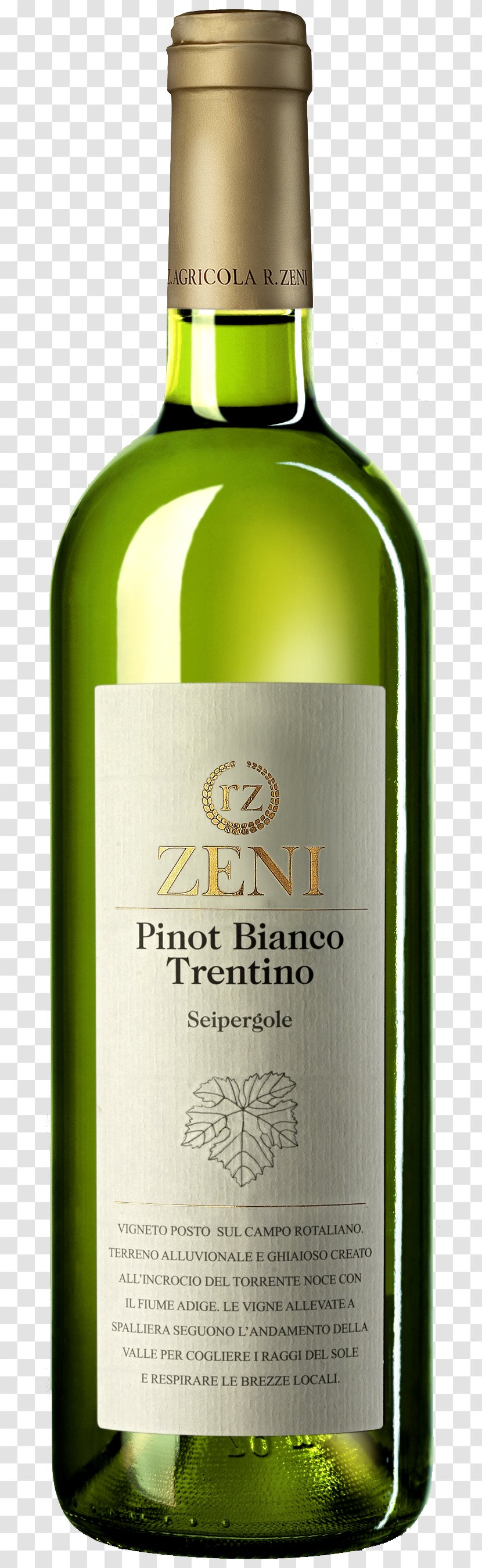 White Wine Liqueur Azienda Agricola Zeni Chardonnay - Glass Bottle Transparent PNG