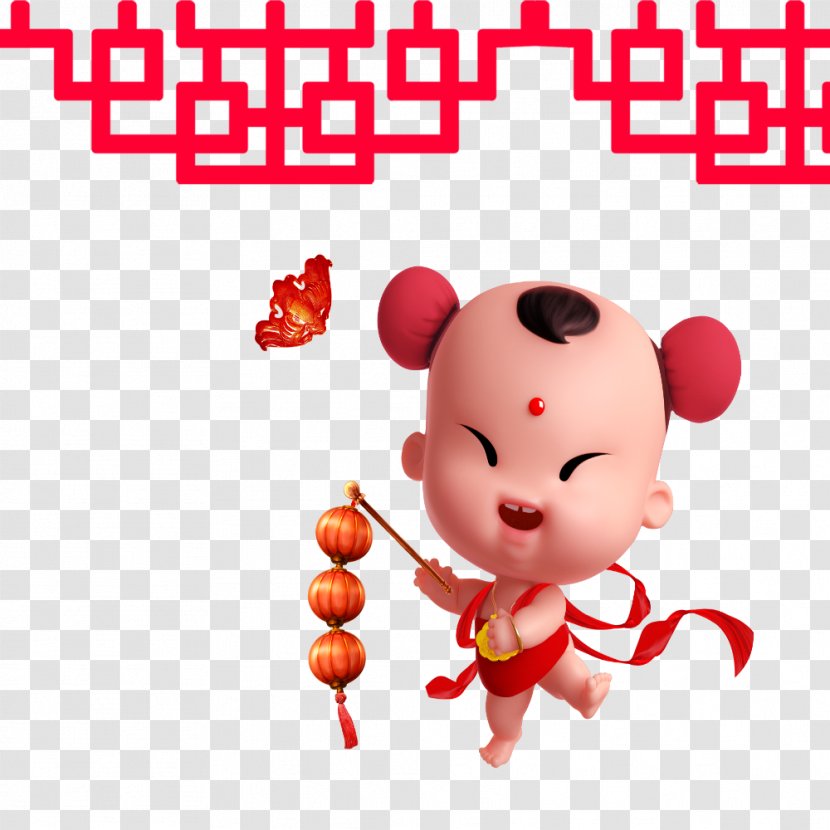 Chinese New Year Firecracker Cartoon - Flower - Children Set Off Firecrackers Transparent PNG