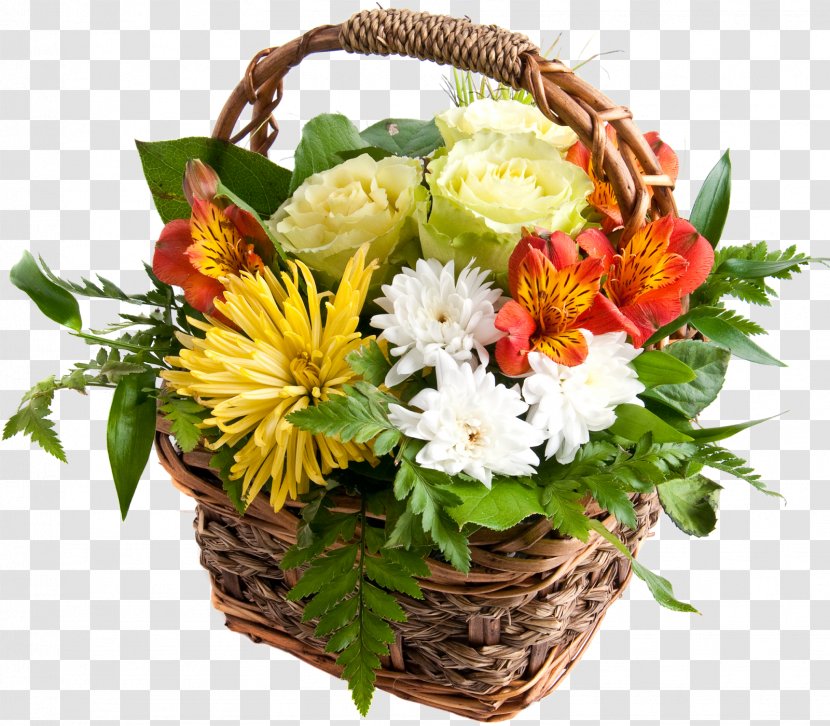 Flower Bouquet Basket Floral Design Cut Flowers - Flowerpot - A Of Transparent PNG