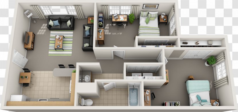 Floor Plan Bedroom House Bathroom Apartment - Salisbury - Three Rooms And Two Transparent PNG