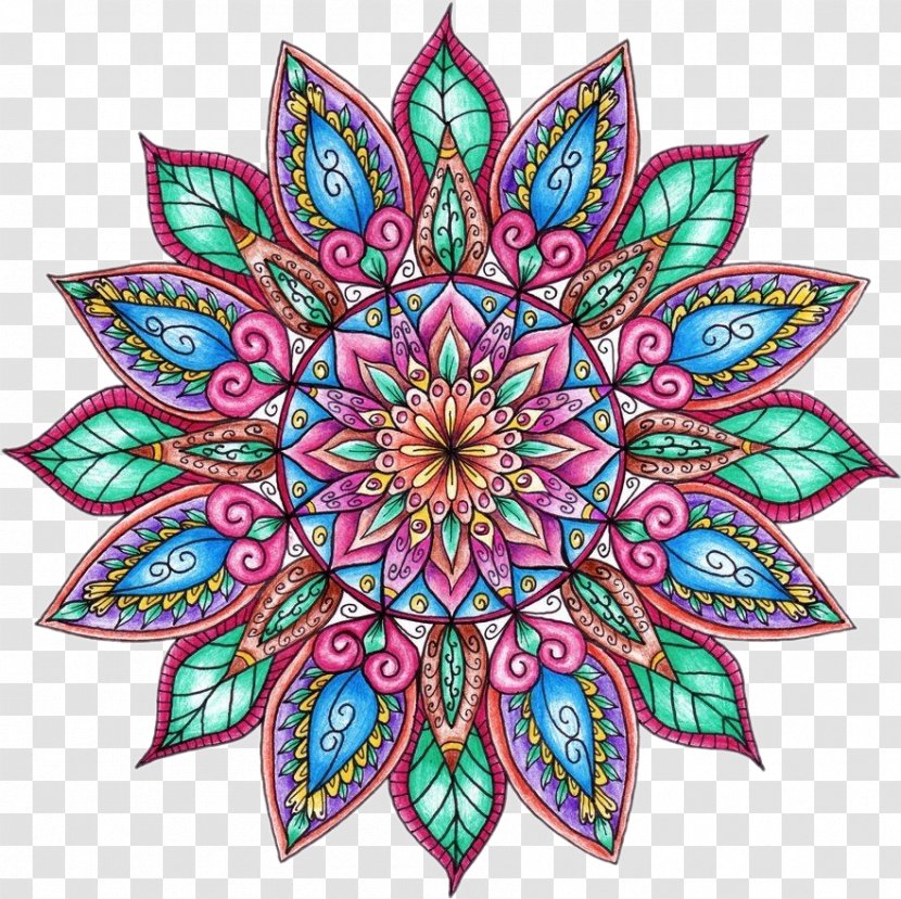 Mandalas Coloring Book Drawing - Colored Pencil - Dmt Ornament Transparent PNG