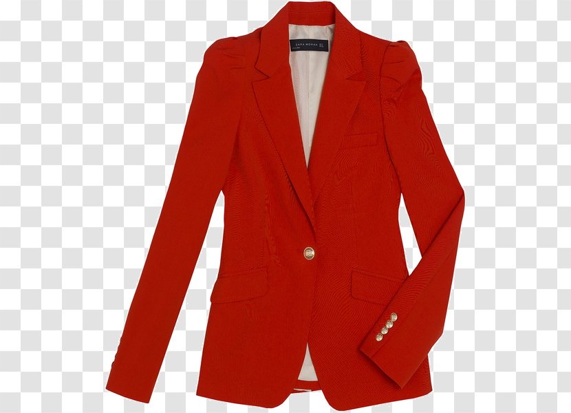 Blazer Jacket Zara Red Button Transparent PNG