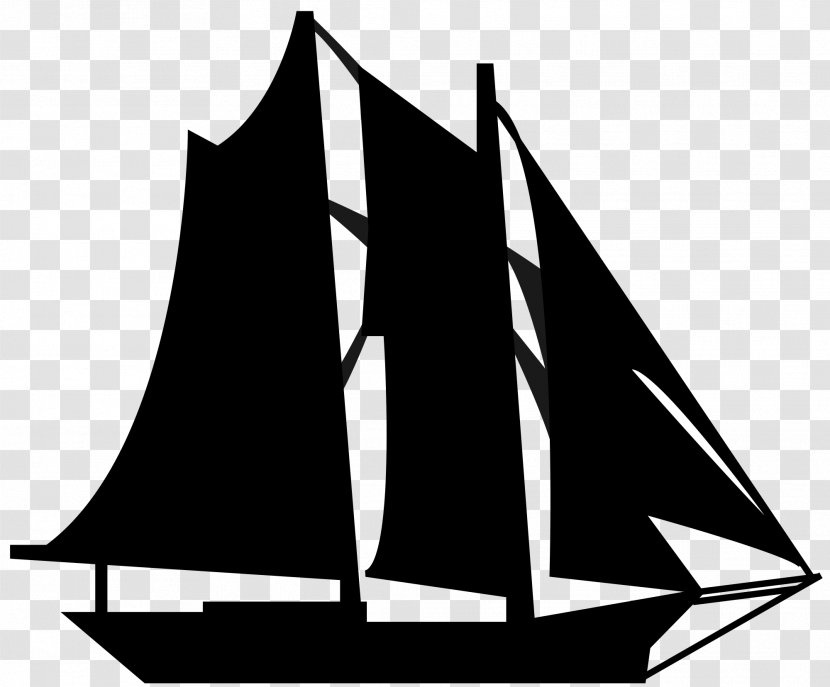 Schooner Caravel Clip Art - Monochrome - Sailing Transparent PNG