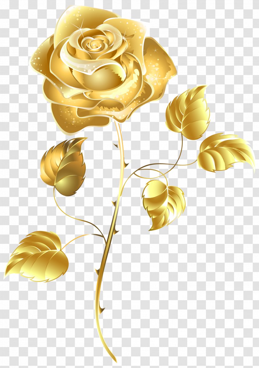 Rose Flower Gold Clip Art - Flowering Plant - Aircraft Decoration Transparent PNG