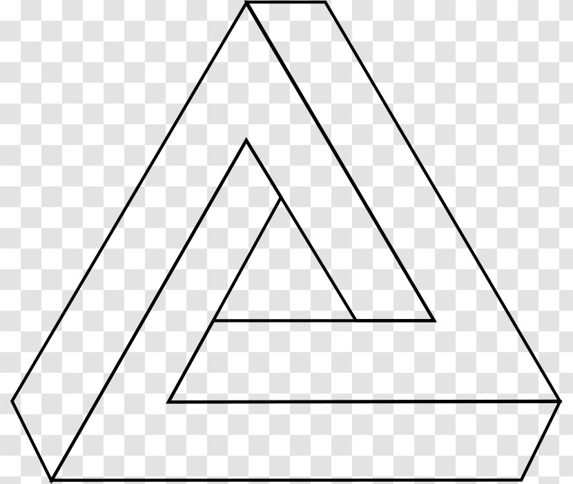 Penrose Triangle Geometry - Monochrome - TRIANGLE Transparent PNG