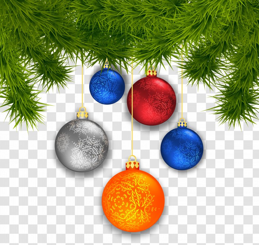 Christmas Ornament Tree Clip Art - Pine - Branches With Balls Clipart Image Transparent PNG