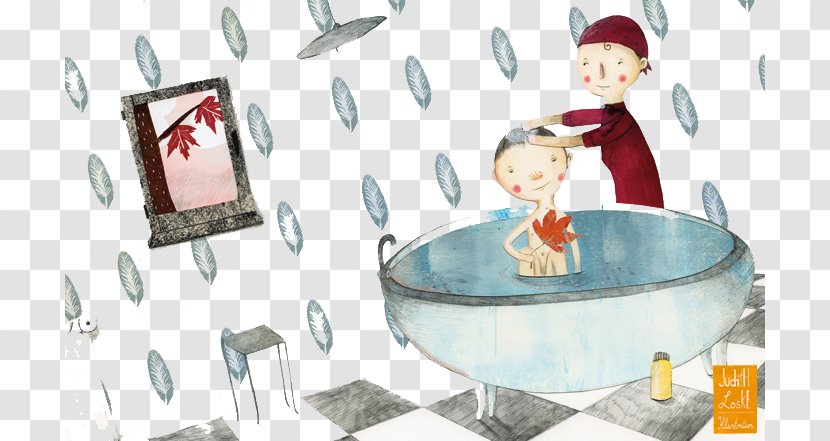 Child Illustration - Bathing - Hand Painted To The A Bath Transparent PNG