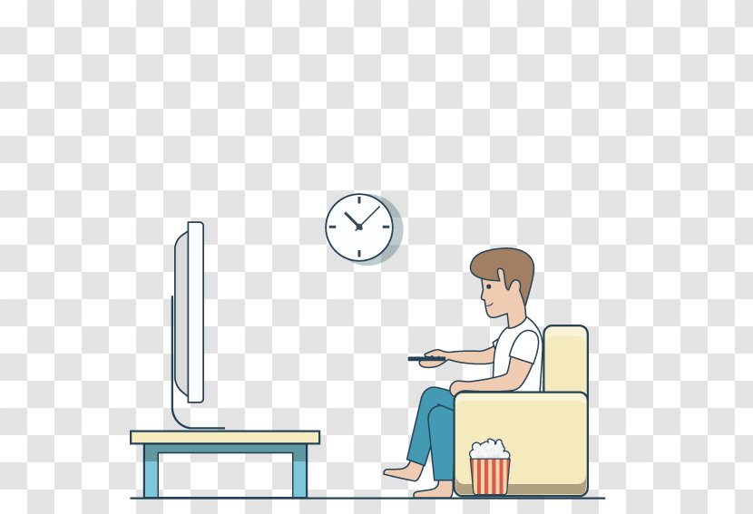 Television Drawing - Animation - Man Sitting On The Couch Watching TV Transparent PNG
