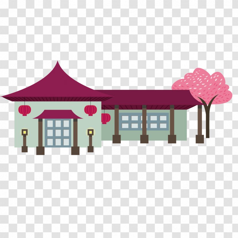 Japan Temple Building Download Clip Art - Vector Japanese Style House Transparent PNG