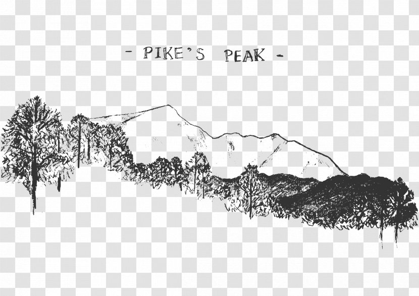 Pikes Peak Drawing Clip Art - Black And White - Capital Transparent PNG