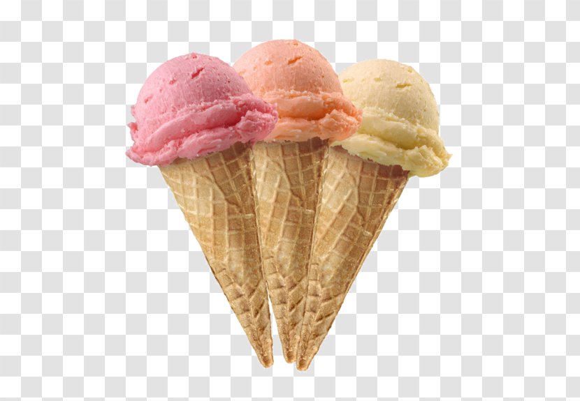 Ice Cream Cone Milk - Three Cones Transparent PNG