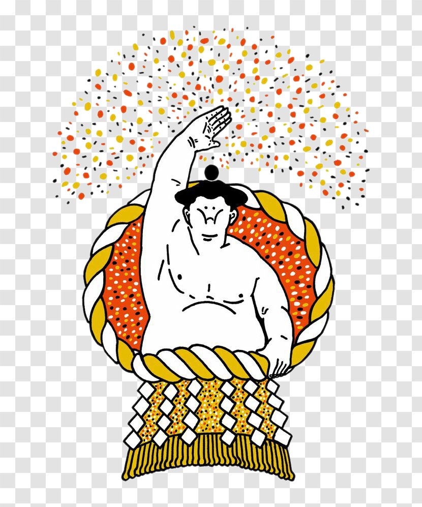 Ryōgoku Kokugikan Sumo Wrestling Illustration - Tenugui - Japanese Wrestlers Transparent PNG