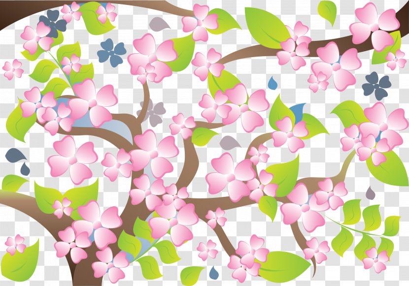 Plum Blossom Leaf Green - Painted Transparent PNG