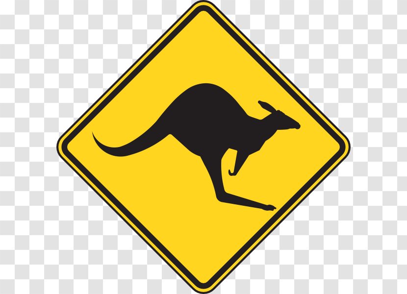 Kangaroo Warning Sign Traffic Clip Art - Jumping - Winding Road Clipart Transparent PNG