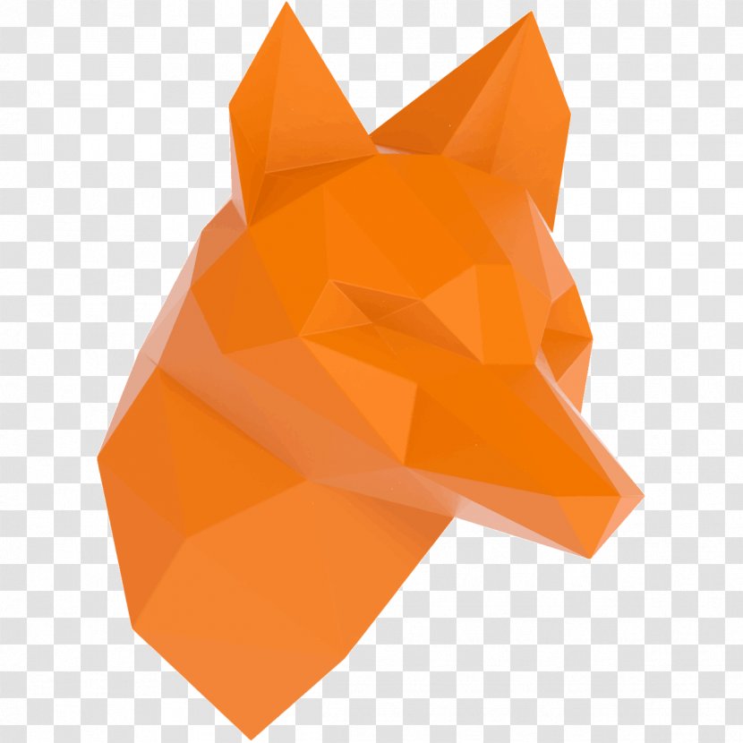 Sticker Wall Decal Adhesive Origami Trompe-l'œil - Orange - Fox Geometric Transparent PNG