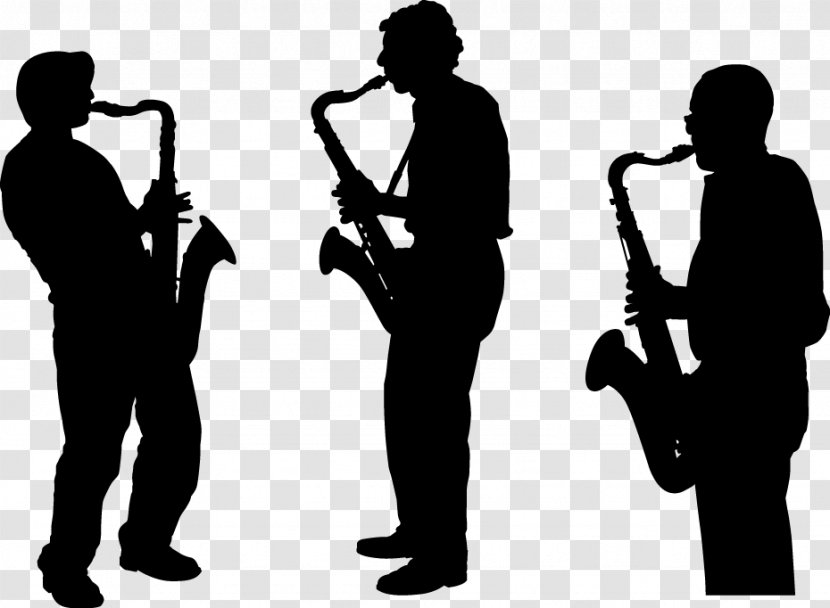 Saxophone Silhouette Musician Musical Ensemble - Heart - Three Figures Vector Transparent PNG