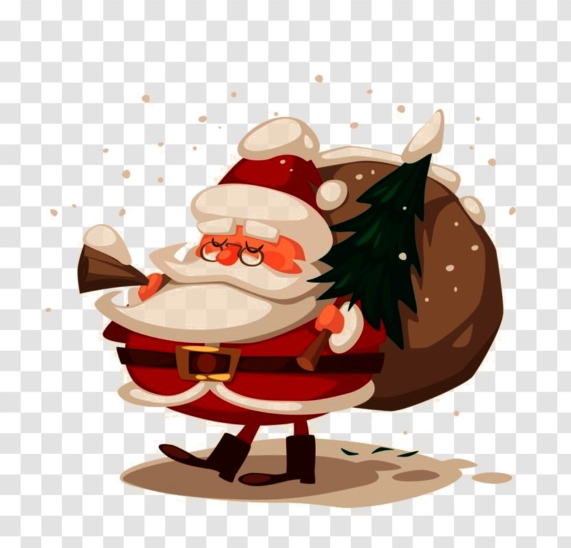Illustrator Christmas Card Tree Illustration - Drawing - Santa Claus Transparent PNG