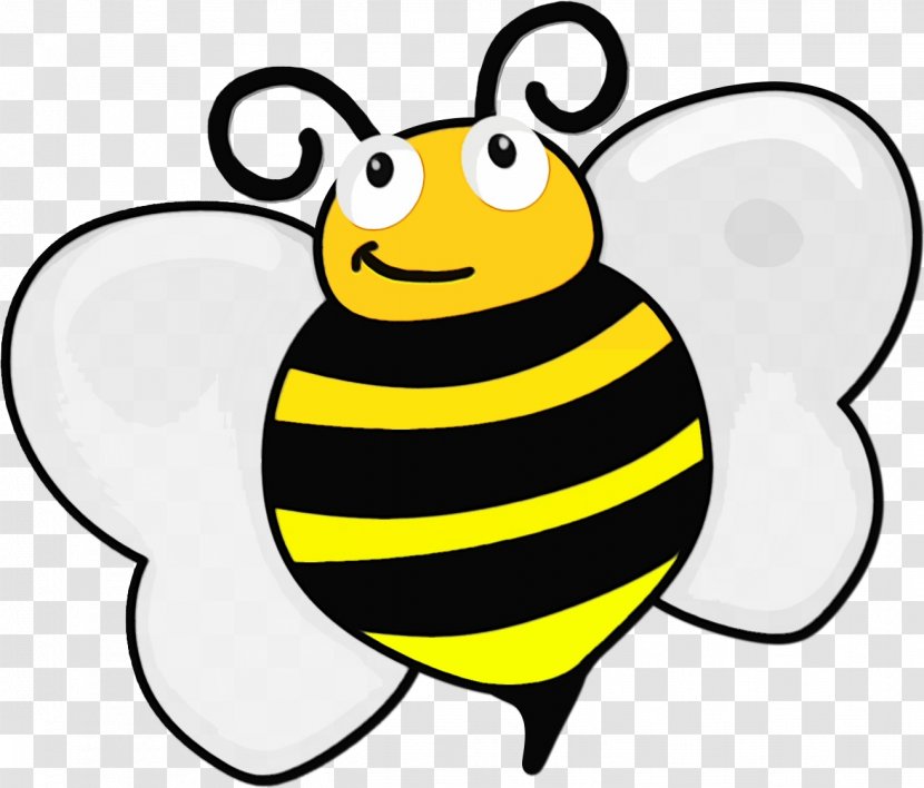 Cartoon Bee - Smile - Line Art Transparent PNG