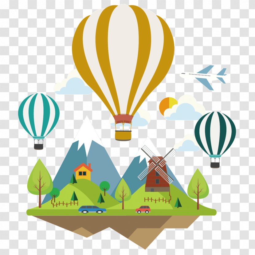 Hot Air Balloon Airplane Vector Graphics - Designer Transparent PNG