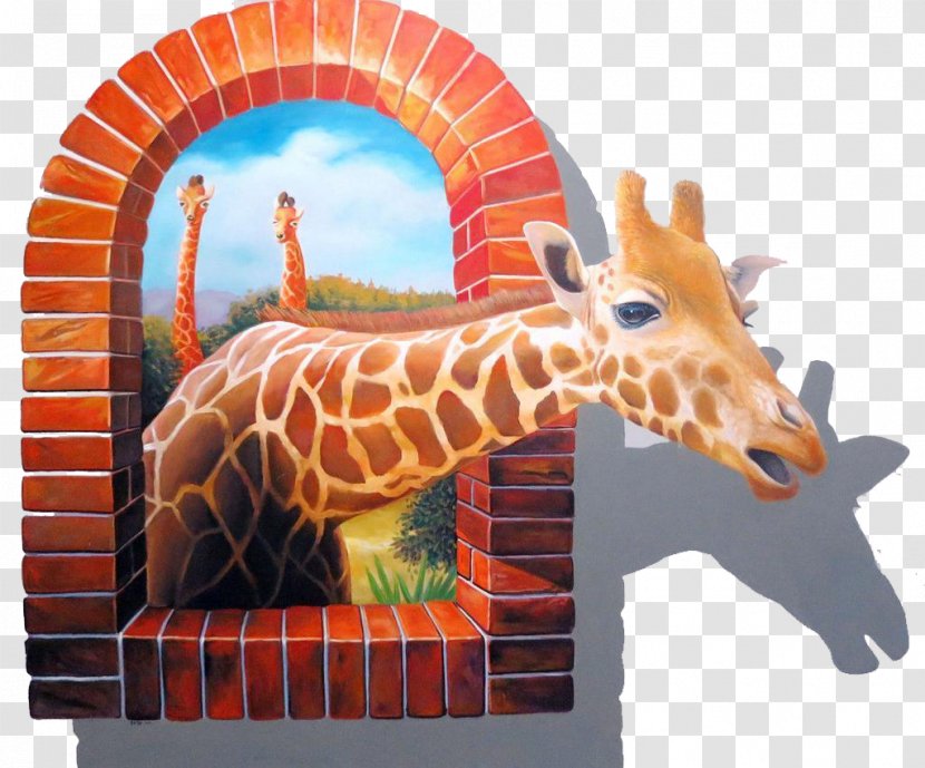 Wall Decal Mural Painting Sticker - Giraffidae - Broken Windows Out Of The Giraffe Transparent PNG