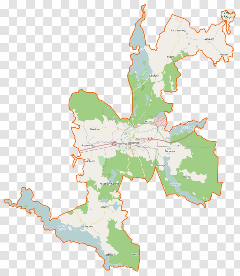 Złocieniec Zatonie, West Pomeranian Voivodeship Lubieszewo, Drawsko County Gmina Pomorskie Stawno, - City Map Transparent PNG