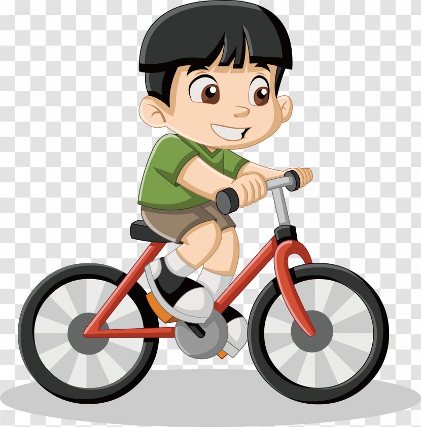 Royalty-free Cartoon Drawing Illustration - Hybrid Bicycle - Little Boy Riding A Bike Vector Transparent PNG