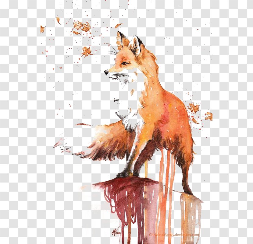 Watercolor Painting Red Fox Drawing - Carnivoran Transparent PNG