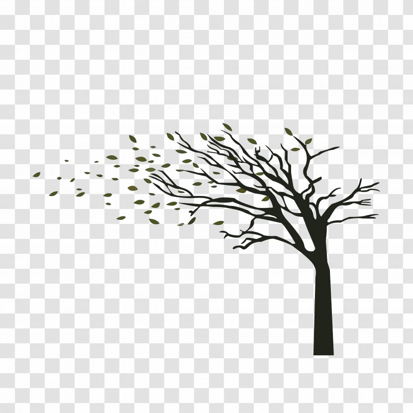 Tree Wind Branch Wall Decal - The Blew Leaves Transparent PNG